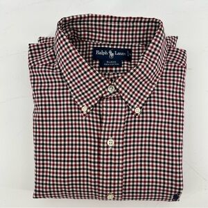 Ralph Lauren Shirt Mens XL Red White Blue Gingham Check Button Down Blake Pony